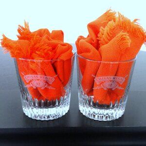 *2 Chivas Regal “aged 12 years” rocks whiskey low ball Crystal glass 3.75” Tall